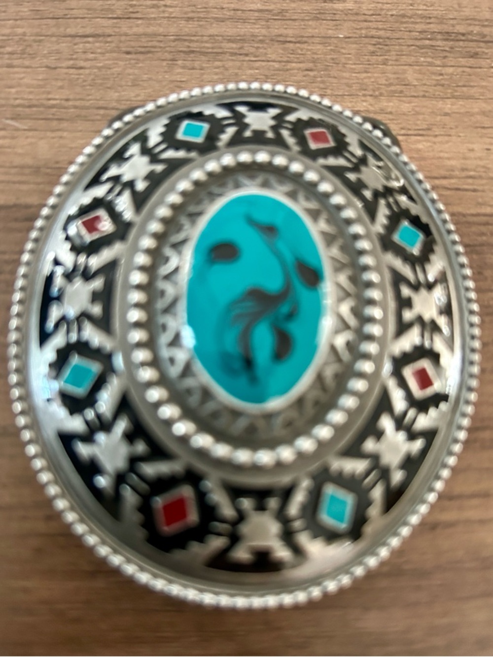 Bergamot Southwestern Turquoise Oval Metal Belt Buckle